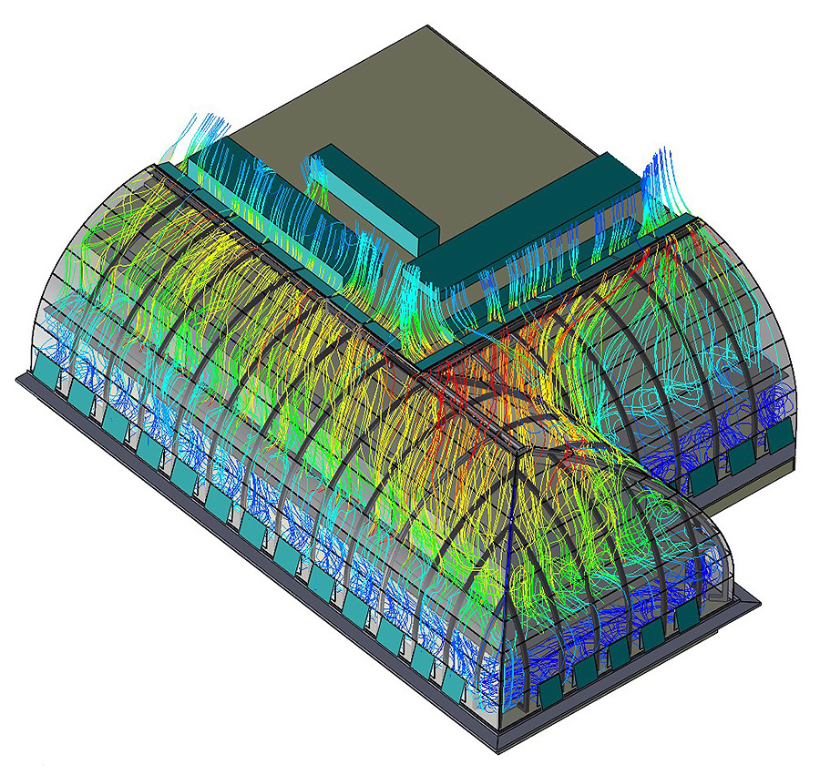 Gebäudesimulation: Durchströmungsanalyse Dachkuppel